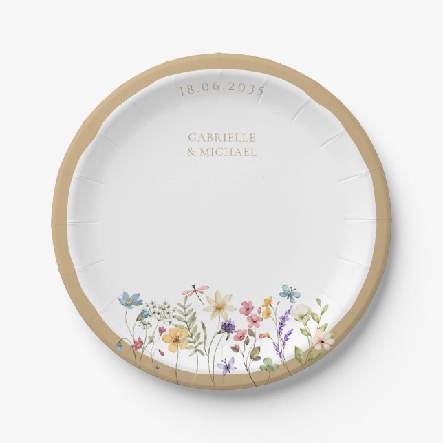 Rustikale Wildblume Hochzeiten Teller (Vorderseite)