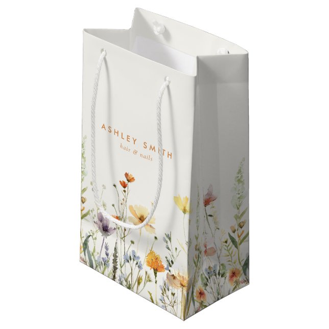Rustikale Wildblume Kleine Geschenktüte (Vorderseite Schrägansicht)