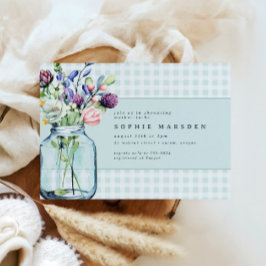 Rustikale Wildblume Mason Jar Picnic Babydusche Einladung