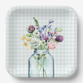 Rustikale Wildblume Mason Jar Picnic Babydusche Pappteller
