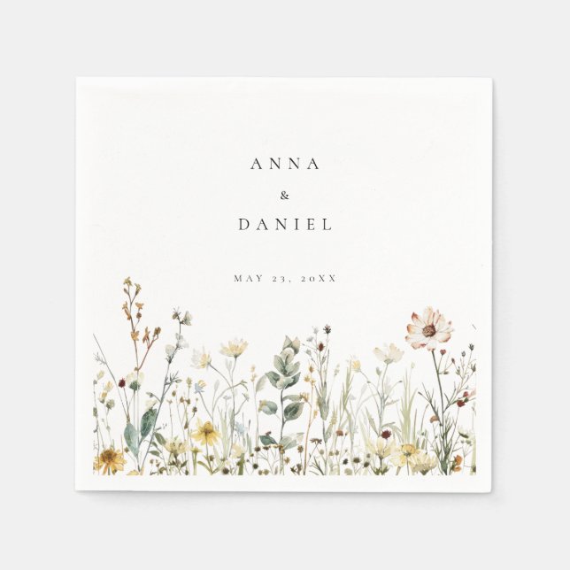 Rustikale Wildblume Meadow Wedding Serviette (Vorderseite)