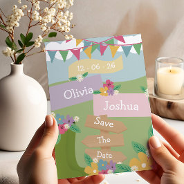 Rustikale Wildblume mit Jagdzeichen Save the Date Einladung