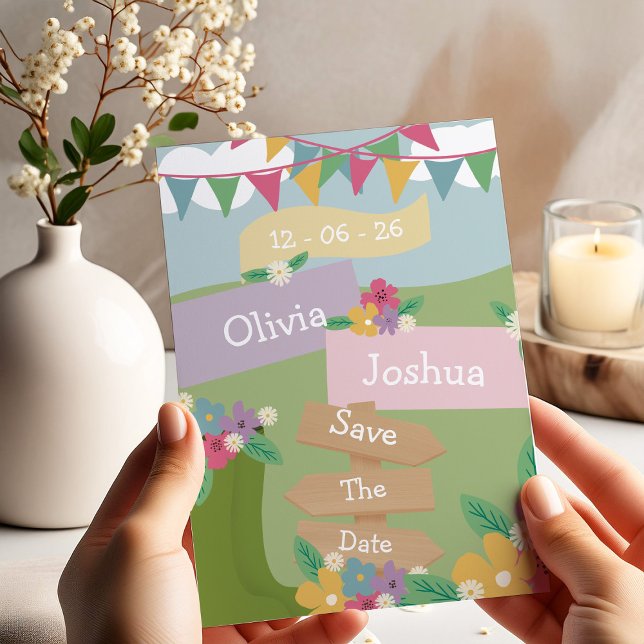 Rustikale Wildblume mit Jagdzeichen Save the Date Einladung (Von Creator hochgeladen)