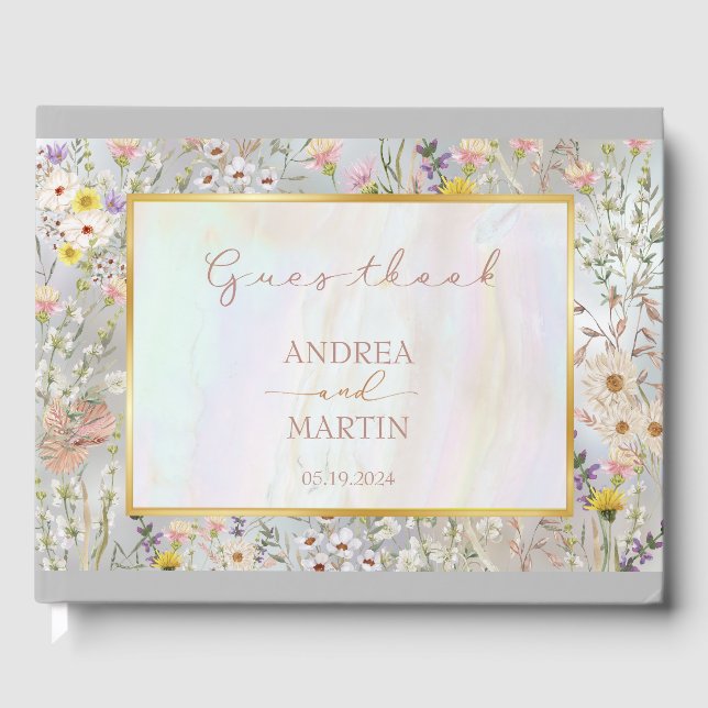 Rustikale Wildblume Pastel Garden Hochzeit Gästebuch (Vorderseite)