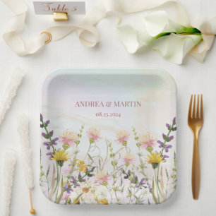 Rustikale Wildblume Pastel Garden Hochzeit Pappteller