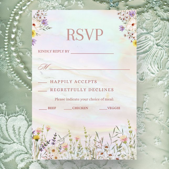 Rustikale Wildblume Pastel Garden Wedding RSVP Car (Von Creator hochgeladen)