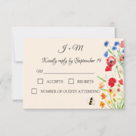 Rustikale Wildblume Poppies Cornflowers Wedding RS RSVP Karte