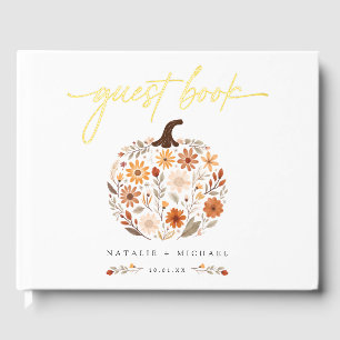 Rustikale Wildblume Pumpkin Hochzeit im Herbst Gästebuch