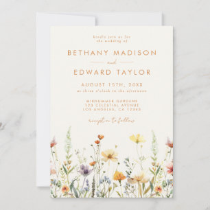 Rustikale Wildblume QR Code Hochzeit Einladung