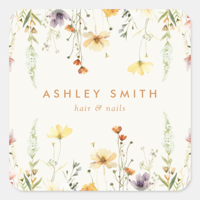 Rustikale Wildblume Quadratischer Aufkleber (Vorderseite)