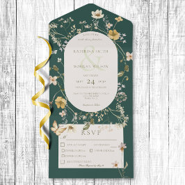 Rustikale Wildblume Rahmen smaragdgrün Drei Abende All In One Einladung