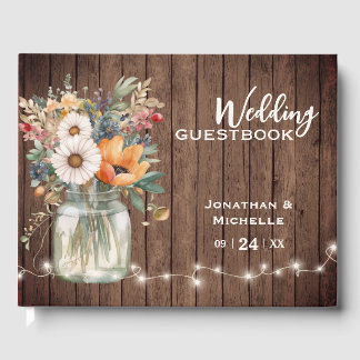 Rustikale Wildblume-Stallholz-Hochzeit Gästebuch