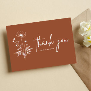 Rustikale Wildblume Terracotta Boho Wedding Postkarte