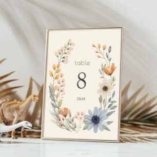Rustikale Wildblume Wreath Garden Wedding Tischnummer