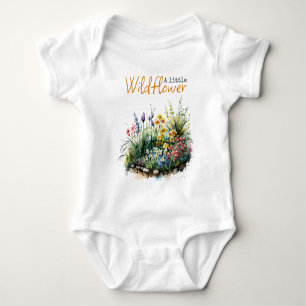 Rustikale Wildblume Yellow Boho Floral Baby Dusche Strampler