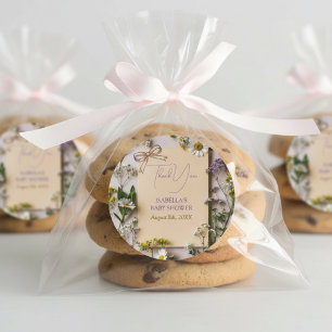 Rustikale Wildblumen-Baby-Shower-Dankeschön-Verpac Runder Aufkleber