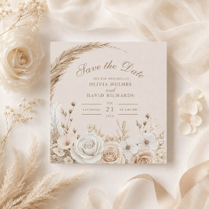 Rustikale Wildblumen-Beige Save-the-Date-Karte Save The Date
