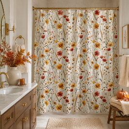Rustikale Wildblumen - Boho Fall Floral Muster Duschvorhang