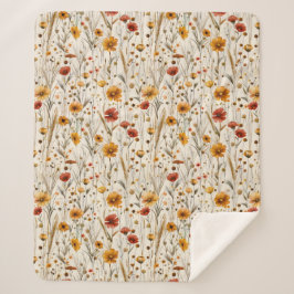 Rustikale Wildblumen - Boho Fall Floral Muster Sherpadecke