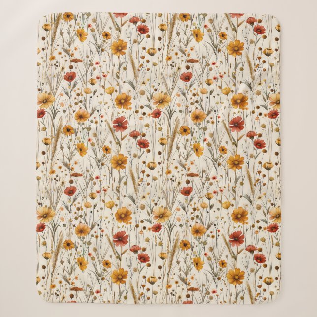 Rustikale Wildblumen - Boho Fall Floral Muster Sherpadecke (Vorderseite)