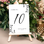 Rustikale Wildblumen Boho Wedding Tischnummer<br><div class="desc">Dieses elegante und dennoch rustikale Hochzeitsdesign besticht durch einen klassisch-weißen Hintergrund mit handgezeichnet Wildblumen und eleganter Typografie in Schwarz. Das Design ist auf beiden Seiten gleich. Sehen Sie sich unsere Rustikale Wildblumen für die Koordination der Artikel an.</div>