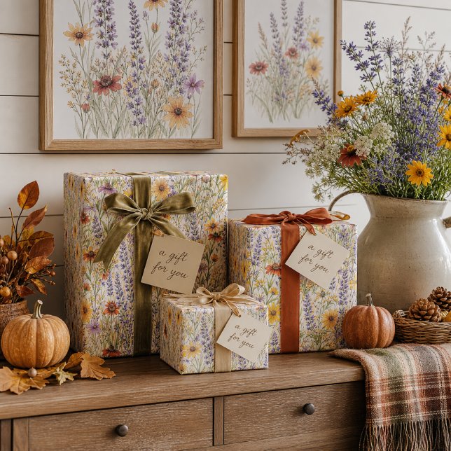 Rustikale Wildblumen-Botanik-Herbstblumen Geschenkpapier (Von Creator hochgeladen)