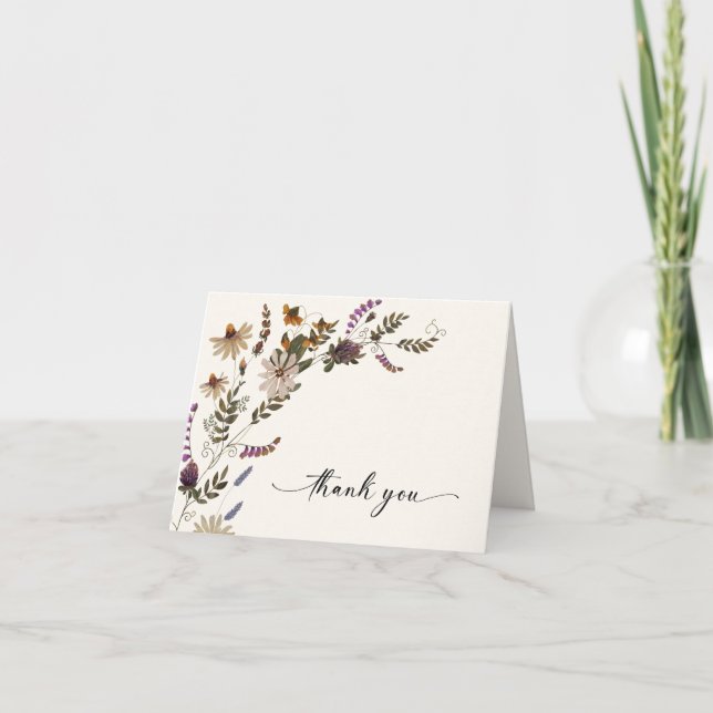 Rustikale Wildblumen-Dankeskarten Dankeskarte (Vorderseite)