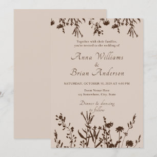 Rustikale Wildblumen fallen Wiesen-Hochzeit Einladung