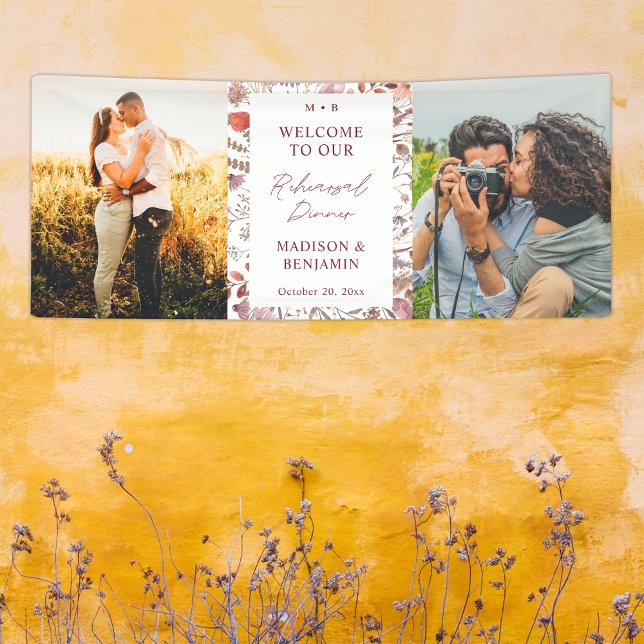 Rustikale Wildblumen Foto Probedinner Willkommen Banner (Von Creator hochgeladen)