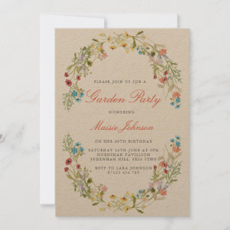 Rustikale Wildblumen Garten Party Geburtstag Einladung