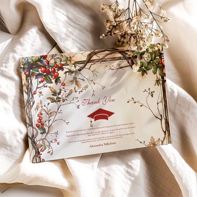 Rustikale Wildblumen Graduierungspartei Dankeskarte (Von Creator hochgeladen)