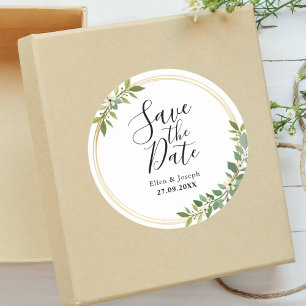 Rustikale Wildblumen-Grüne Hochzeit Save The Date Runder Aufkleber