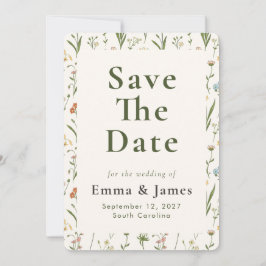 Rustikale Wildblumen-Hochzeitsankündigung Save The Date