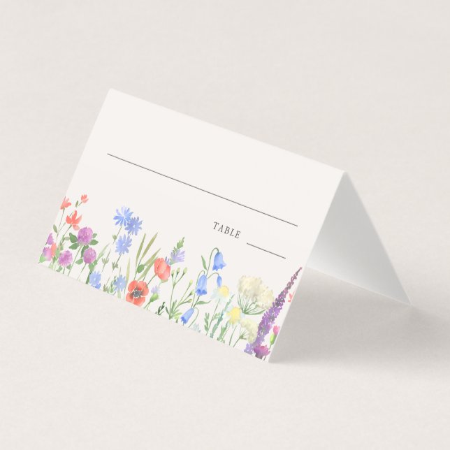 Rustikale Wildblumen-Hochzeitstisch-Nummern-Platzk (Vorderseite)