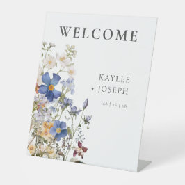 Rustikale Wildblumen Lila Hochzeit Sockelschild