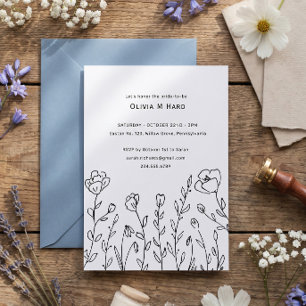 Rustikale Wildblumen-Minimalist-Brautparty Einladung