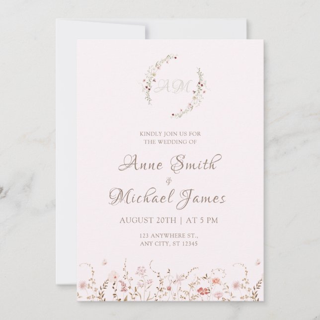 Rustikale Wildblumen mit Foto Boho Country Floral Save The Date (Vorderseite)