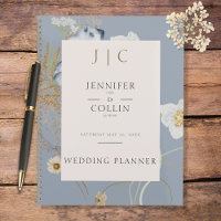 Rustikale Wildblumen Monogramm Dusty Blue