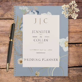 Rustikale Wildblumen Monogramm Dusty Blue Planer