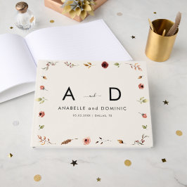 Rustikale Wildblumen Monogramm Elegante Hochzeit i Gästebuch
