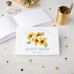 Rustikale Wildblumen Sonnenblumen Hochzeit Gästebuch