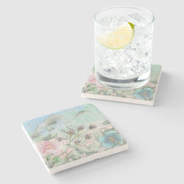 Rustikale Wildblumen Steinuntersetzer