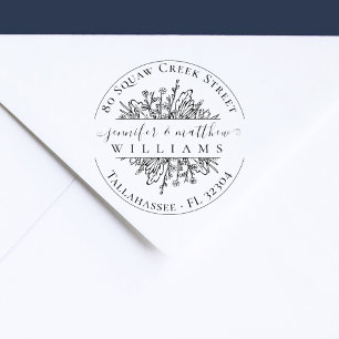 Rustikale Wildblumen Verheiratete Paare Rücksendea Gummistempel