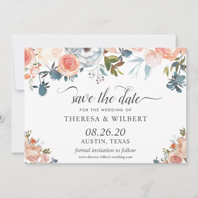 Rustikale wilde Herbstblütenhochzeit rettet das Da Save The Date (Vorderseite)