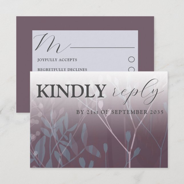 Rustikale Wildgras Dunkle Pflaume UAWG Wedding RSVP Karte (Vorne/Hinten)