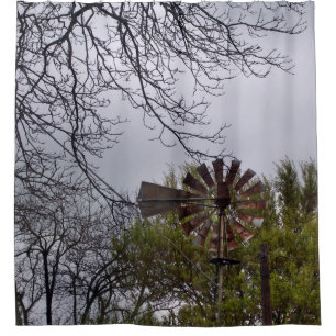 Rustikale Windmühle Duschvorhang