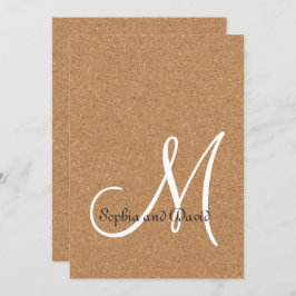 Rustikale Wine Cork Wedding Monogram Einladung