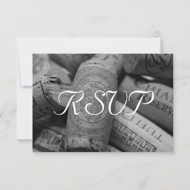 Rustikale Wine Cork Wedding RSVP mit 3 Betten Karte (Vorderseite)