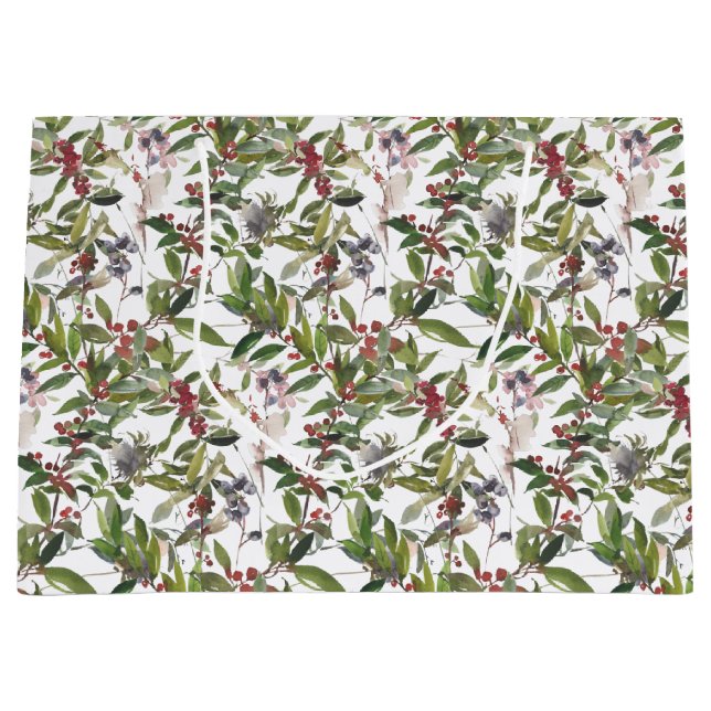 Rustikale Winter Berries Urlaub Große Geschenktasc Große Geschenktüte (Vorderseite)
