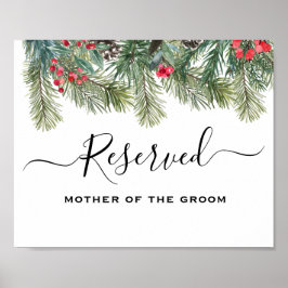 Rustikale Winter Berry Pine Grüne Hochzeit Poster